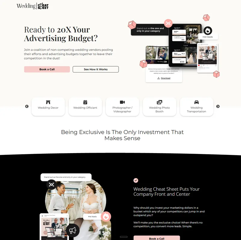 Wedding Cheat Sheet website